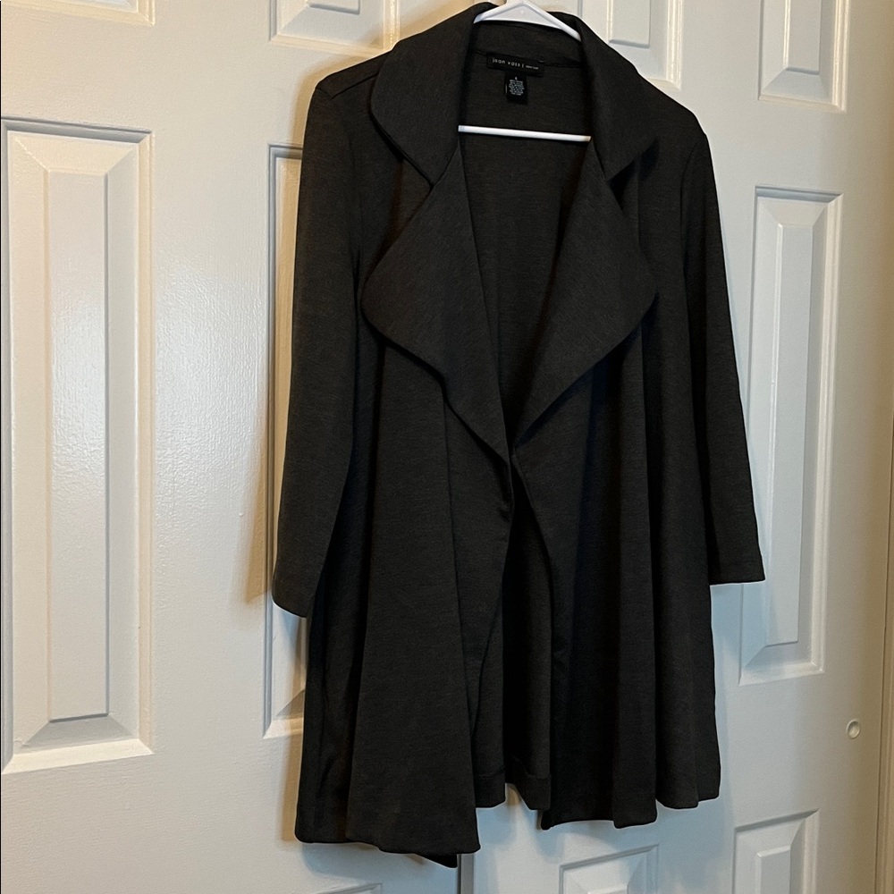 Joan Vass Loose Open Front Sweater Gray Jacket 3/4 Sleeve Size S WORN ONCE